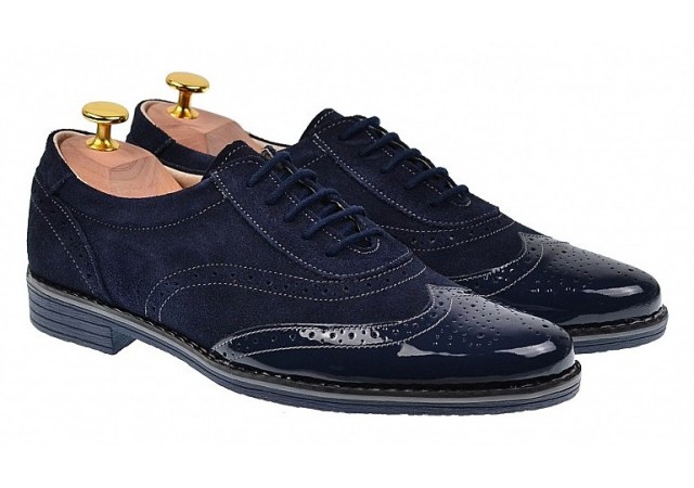 Pantofi barbati eleganti din piele naturala, bleumarin, 870LVBLM